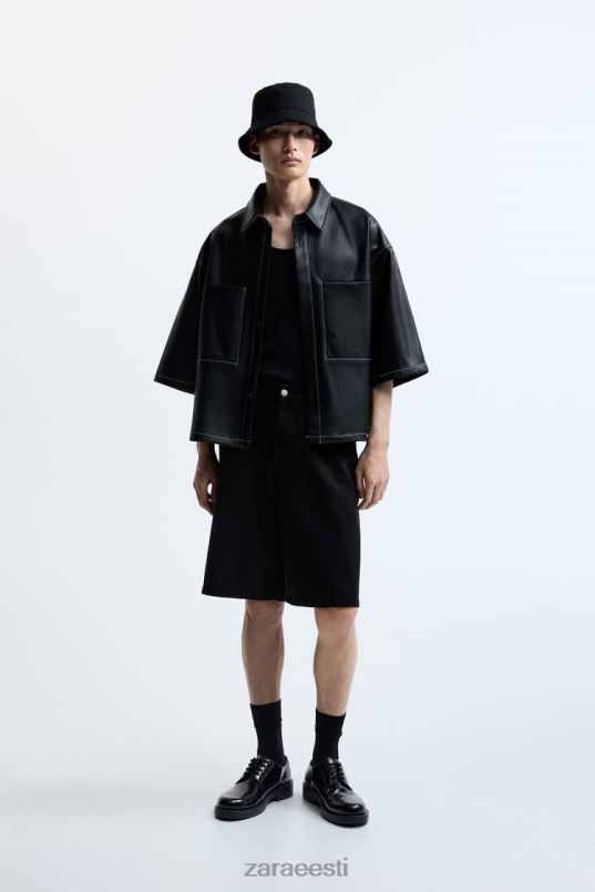 Zara kunstnahast pealissärk mehed must Riietus 42F0H1181