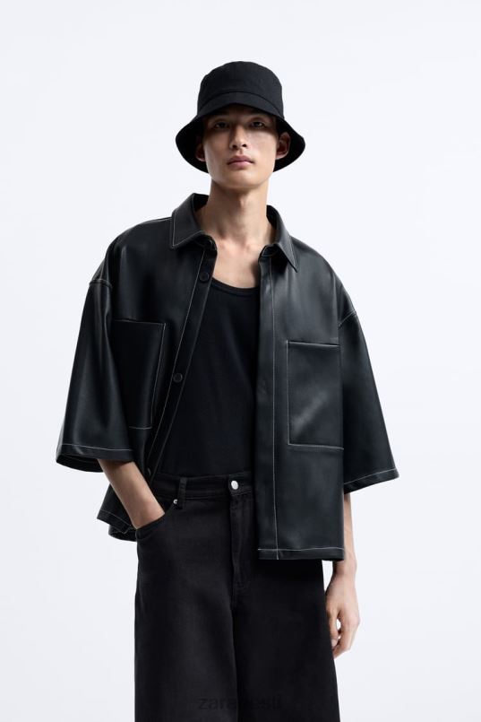 Zara kunstnahast pealissärk mehed must Riietus 42F0H1181