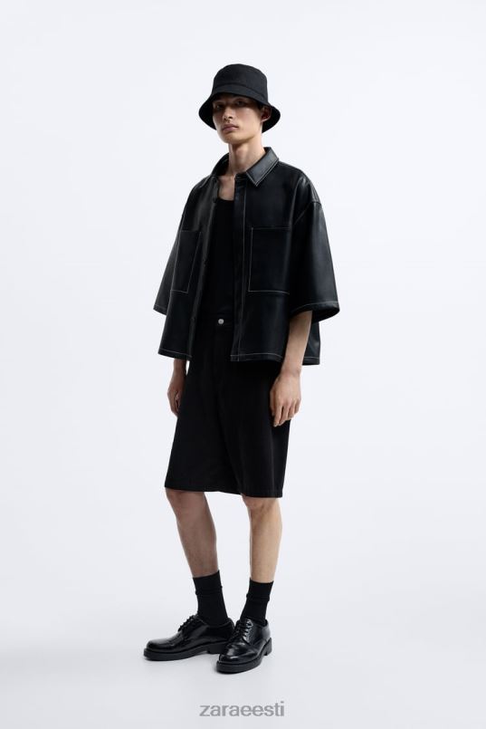 Zara kunstnahast pealissärk mehed must Riietus 42F0H1181