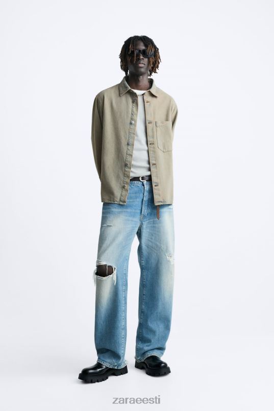 Zara ülevärvitud teksasärk mehed liiv Riietus 42F0H983