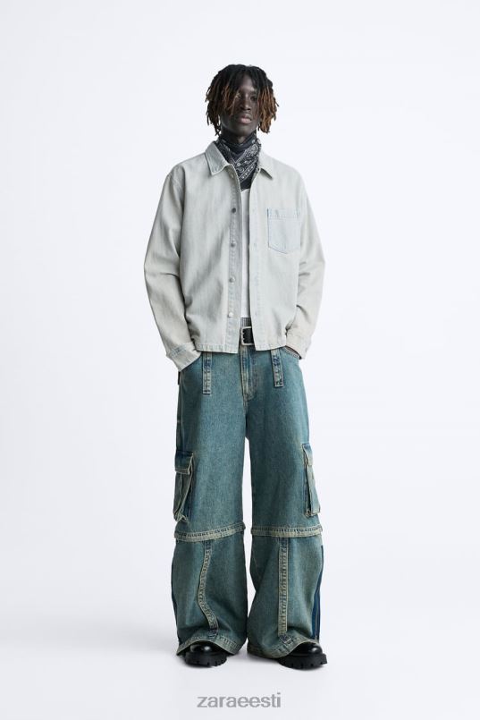 Zara ülevärvitud teksasärk mehed sinine Riietus 42F0H981