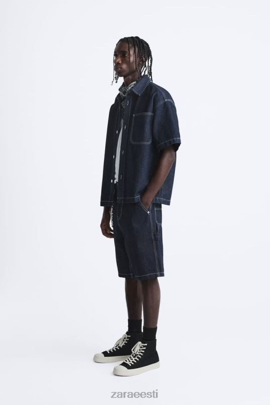 Zara pealtõmmeldud teksasärk mehed sinine Riietus 42F0H978