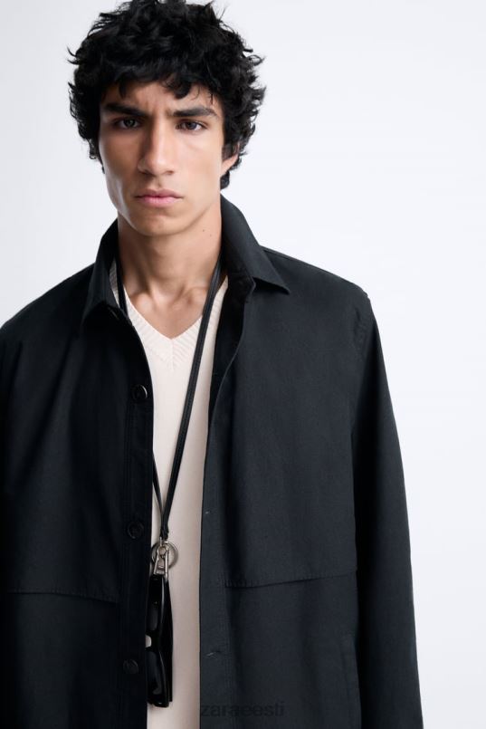 Zara puuvillane - linane särk mehed antratsiithall Riietus 42F0H1173