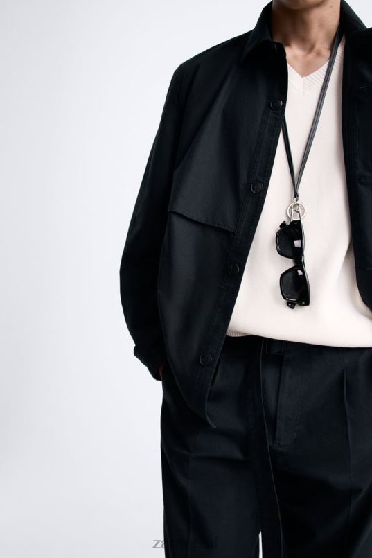 Zara puuvillane - linane särk mehed antratsiithall Riietus 42F0H1173