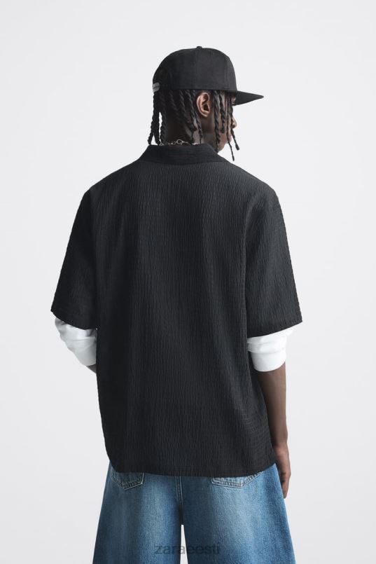 Zara tekstuuriga särk mehed must Riietus 42F0H1014