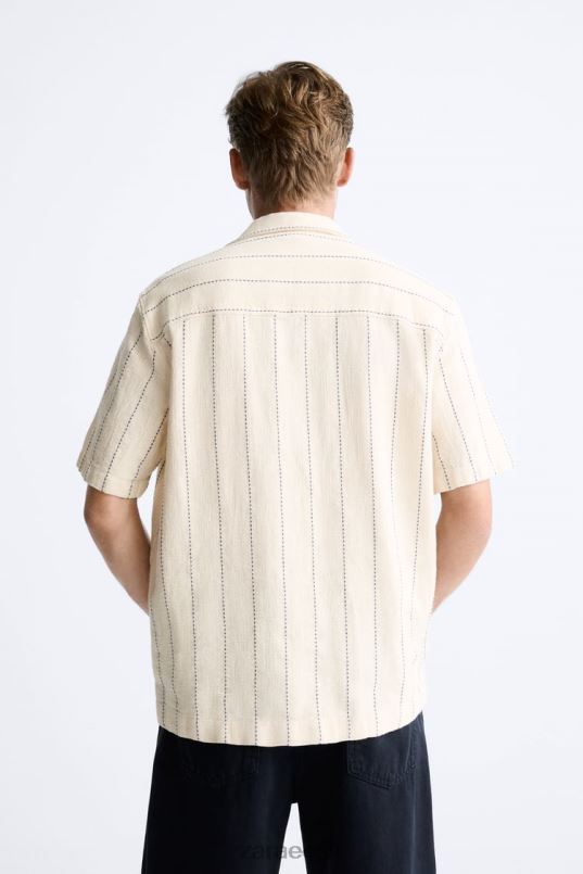 Zara tekstuuriga triibuline särk mehed beež Riietus 42F0H968