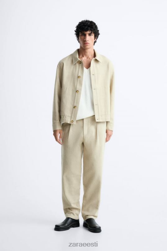 Zara tekstuurse koega maalähedane särk mehed taupe pruun Riietus 42F0H1174