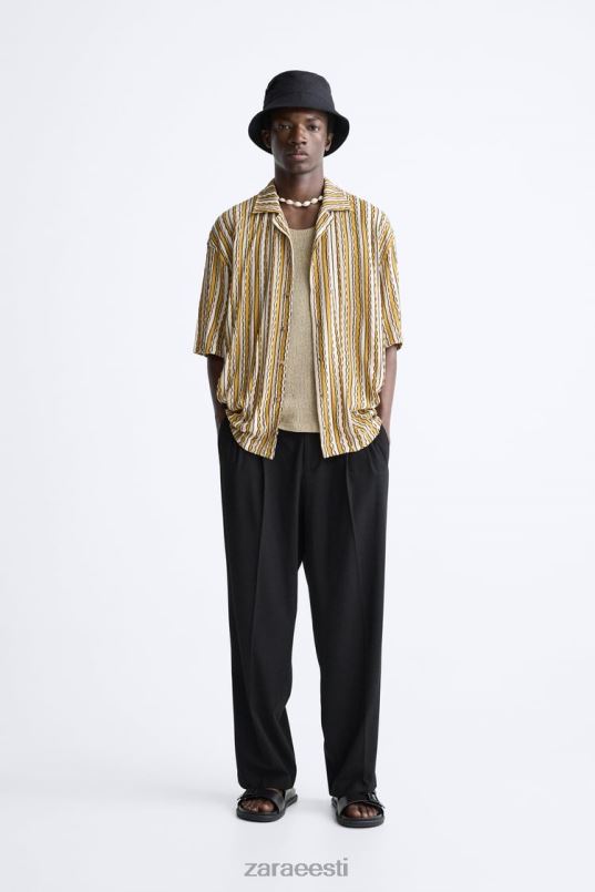 Zara triibuline žakaarsärk mehed ekru/kollane Riietus 42F0H989