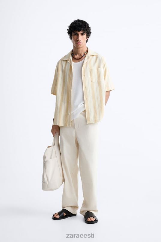 Zara triibuline žakaarsärk mehed kollane Riietus 42F0H993