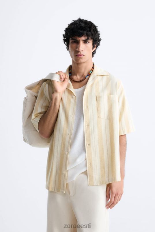 Zara triibuline žakaarsärk mehed kollane Riietus 42F0H993