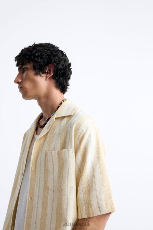 Zara triibuline žakaarsärk mehed kollane Riietus 42F0H993