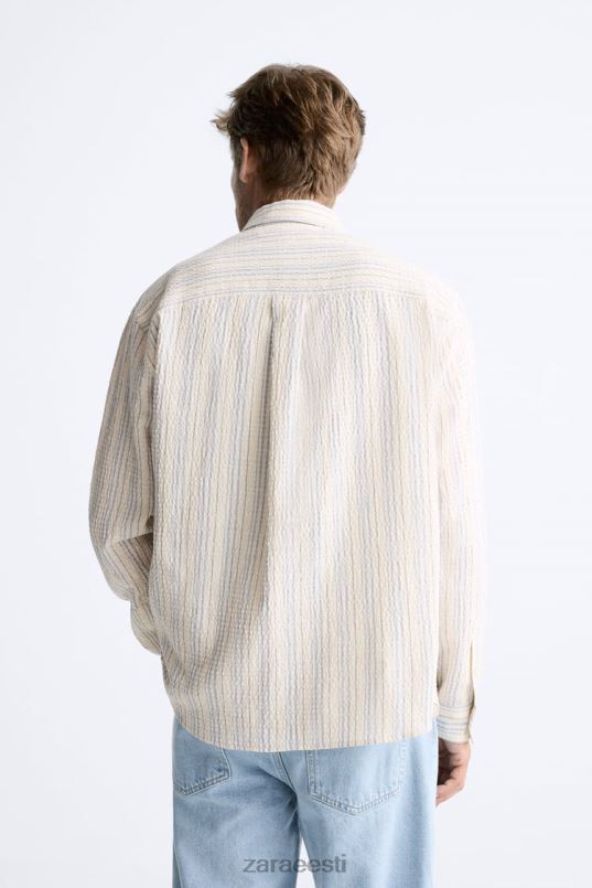 Zara triibuline seersickeri särk mehed sinine/valge Riietus 42F0H970