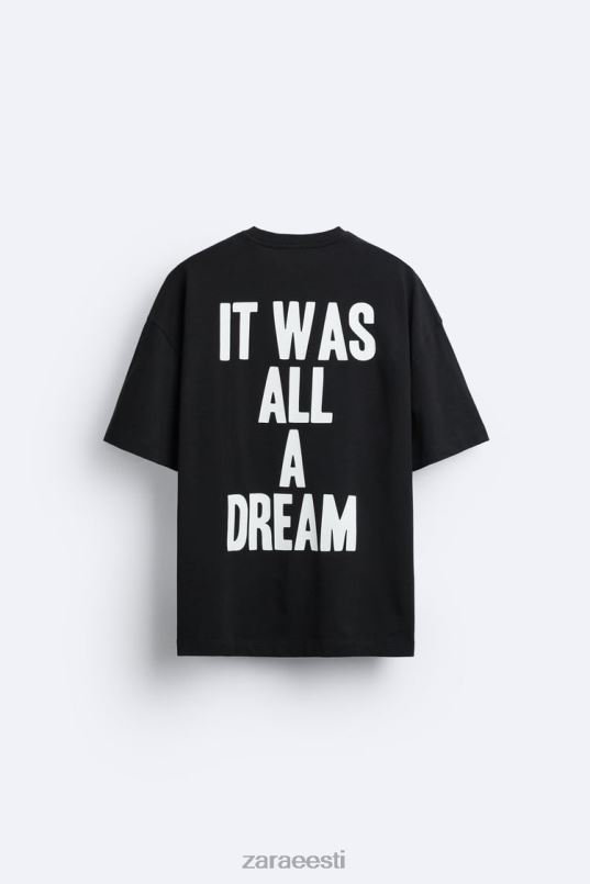 Zara kurikuulsa b.i.g.brooklyni piparmündi t-särk mehed must Riietus 42F0H1217