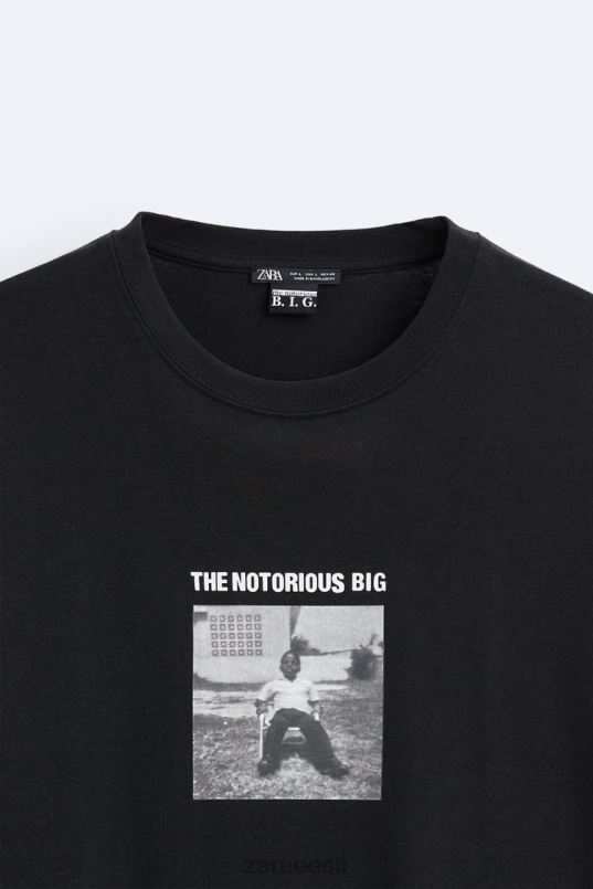 Zara kurikuulsa b.i.g.brooklyni piparmündi t-särk mehed must Riietus 42F0H1217