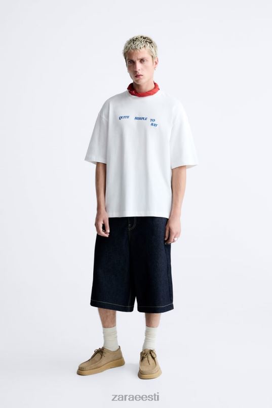 Zara segatekstiga t-särk mehed valge Riietus 42F0H1215