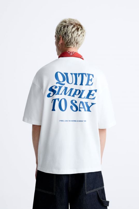 Zara segatekstiga t-särk mehed valge Riietus 42F0H1215