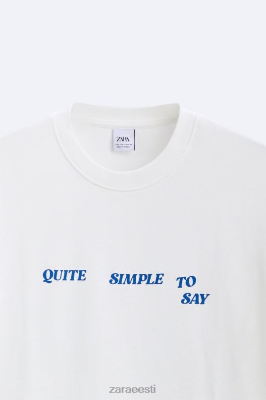 Zara segatekstiga t-särk mehed valge Riietus 42F0H1215