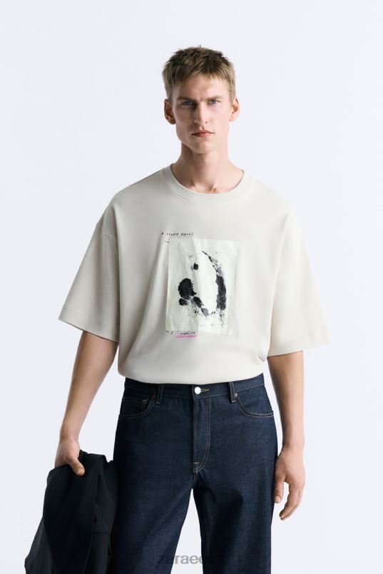 Zara segatud plaastriga t-särk mehed taupe pruun Riietus 42F0H1199