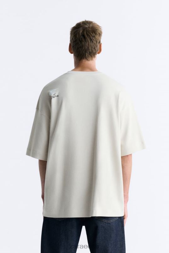 Zara segatud plaastriga t-särk mehed taupe pruun Riietus 42F0H1199