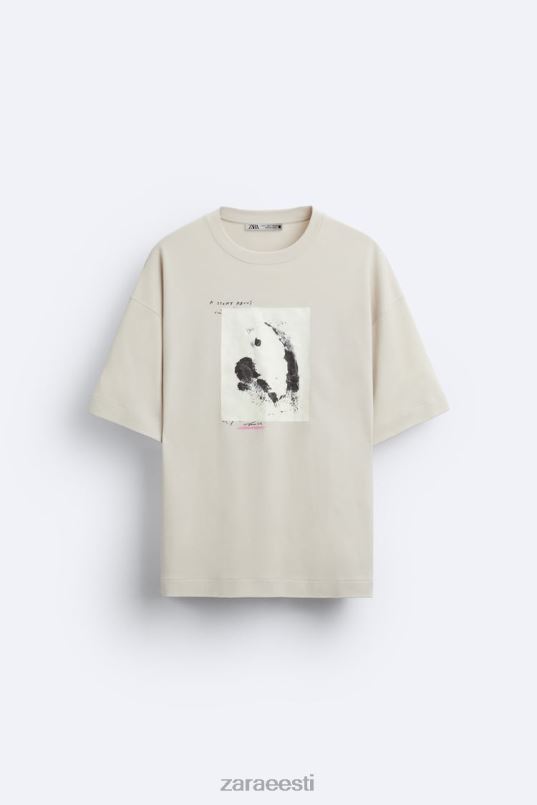 Zara segatud plaastriga t-särk mehed taupe pruun Riietus 42F0H1199