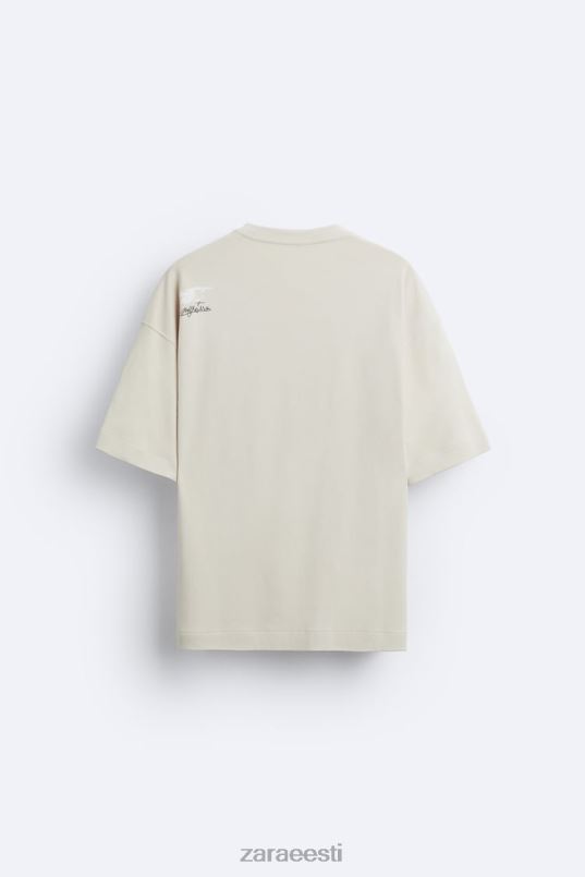 Zara segatud plaastriga t-särk mehed taupe pruun Riietus 42F0H1199