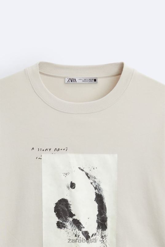 Zara segatud plaastriga t-särk mehed taupe pruun Riietus 42F0H1199