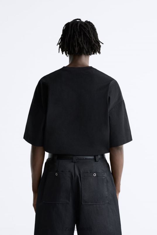 Zara tehniline t-särk mehed must Riietus 42F0H1200