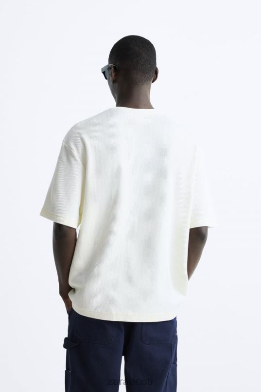 Zara tekstuuriga t-särk mehed ekru Riietus 42F0H1212