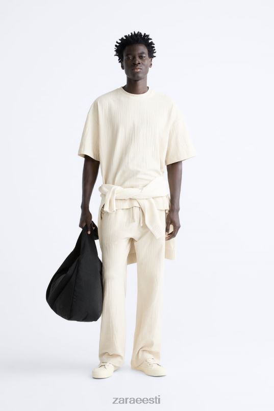 Zara tekstuuriga t-särk mehed taupe pruun Riietus 42F0H1201