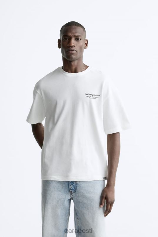 Zara trükitud fotoga T-särk mehed austri valge Riietus 42F0H1192