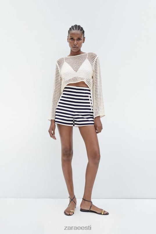 Zara kõrge vöökohaga lühikesed püksid naised triibuline Riietus 42F0H554