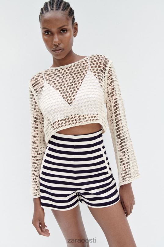 Zara kõrge vöökohaga lühikesed püksid naised triibuline Riietus 42F0H554