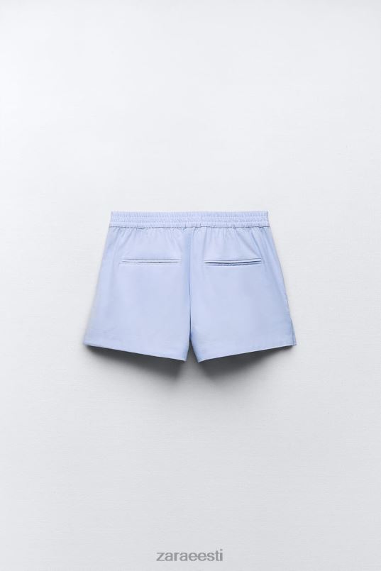 Zara nööpidega popliinpüksid naised taevasinine Riietus 42F0H580