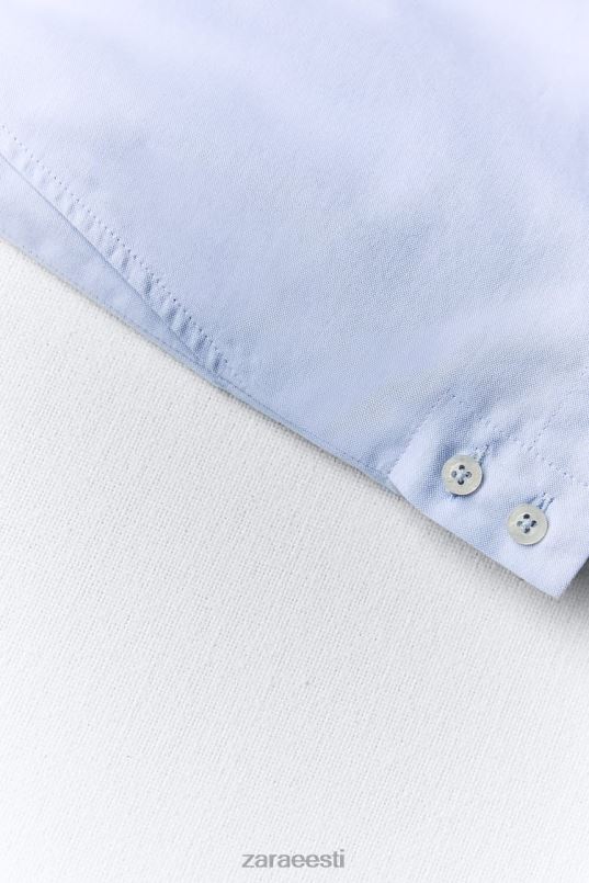 Zara nööpidega popliinpüksid naised taevasinine Riietus 42F0H580