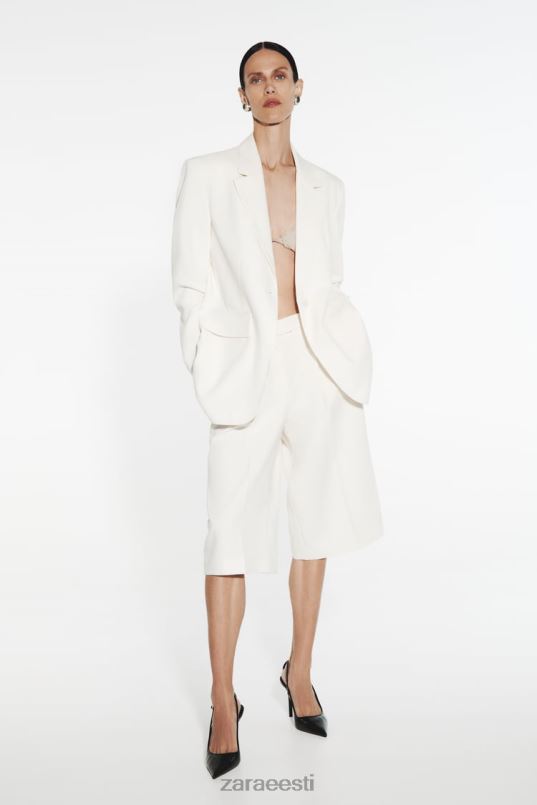 Zara plisseeritud bermudapüksid naised austri valge Riietus 42F0H535