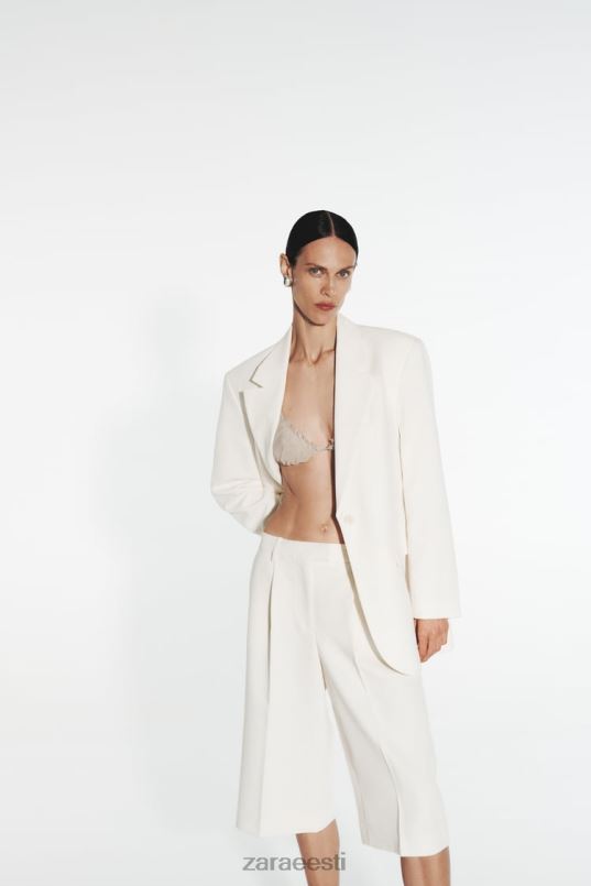 Zara plisseeritud bermudapüksid naised austri valge Riietus 42F0H535
