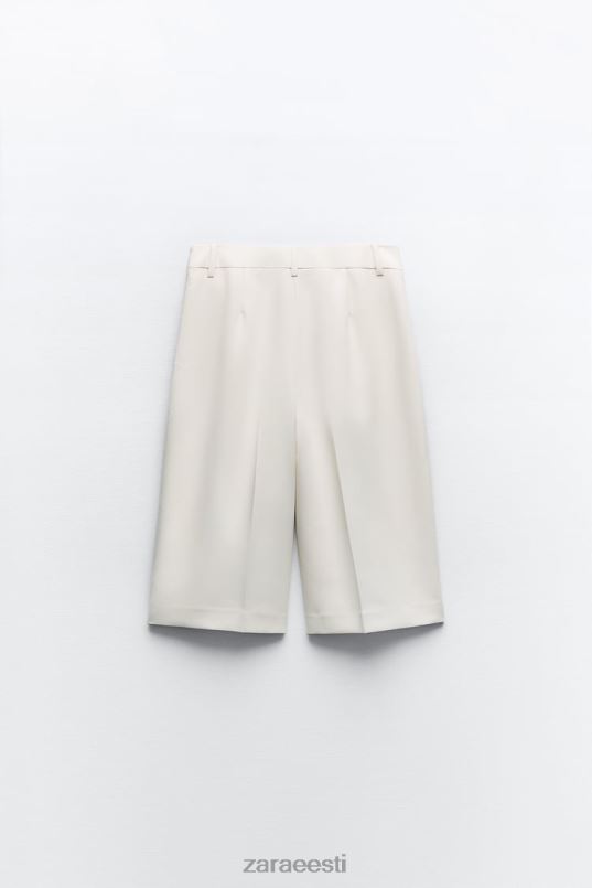 Zara plisseeritud bermudapüksid naised austri valge Riietus 42F0H535