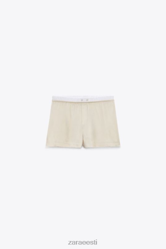 Zara satiinefektiga popliinist äärisega lühikesed püksid naised kivi Riietus 42F0H584