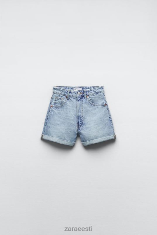 Zara trf kõrge vöökohaga mom fit teksapüksid naised sinine Riietus 42F0H546