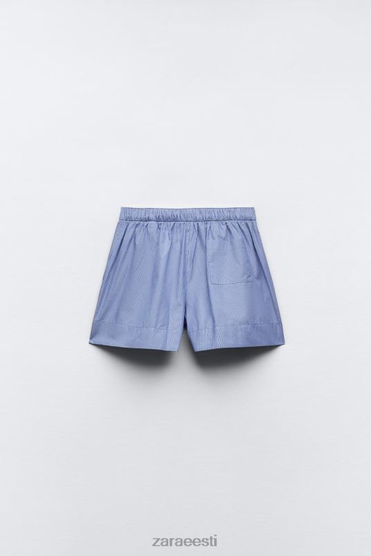 Zara triibulised popliinpüksid naised sinine Riietus 42F0H600