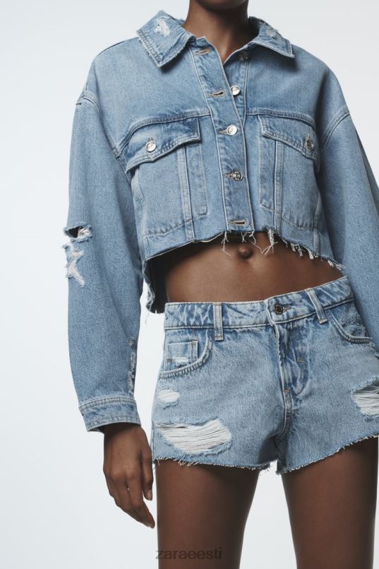 Zara z1975 rebenenud miniteksapüksid naised keskmine sinine Riietus 42F0H549