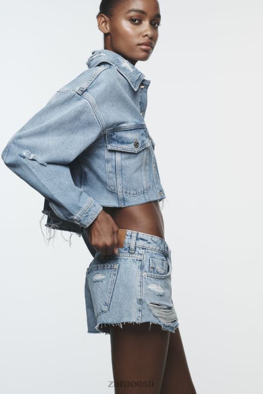 Zara z1975 rebenenud miniteksapüksid naised keskmine sinine Riietus 42F0H549