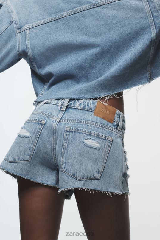 Zara z1975 rebenenud miniteksapüksid naised keskmine sinine Riietus 42F0H549