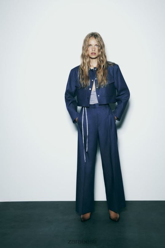Zara laiad püksid noolemänguga naised indigo Riietus 42F0H493