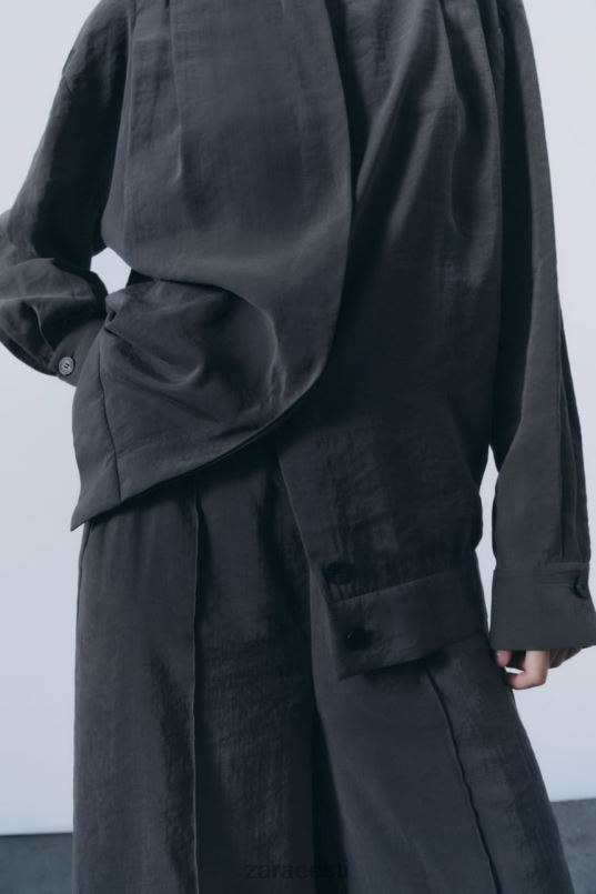 Zara laiad plisseeritud püksid naised hall Riietus 42F0H832