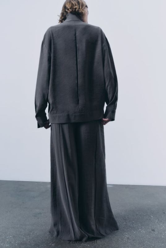 Zara laiad plisseeritud püksid naised hall Riietus 42F0H832