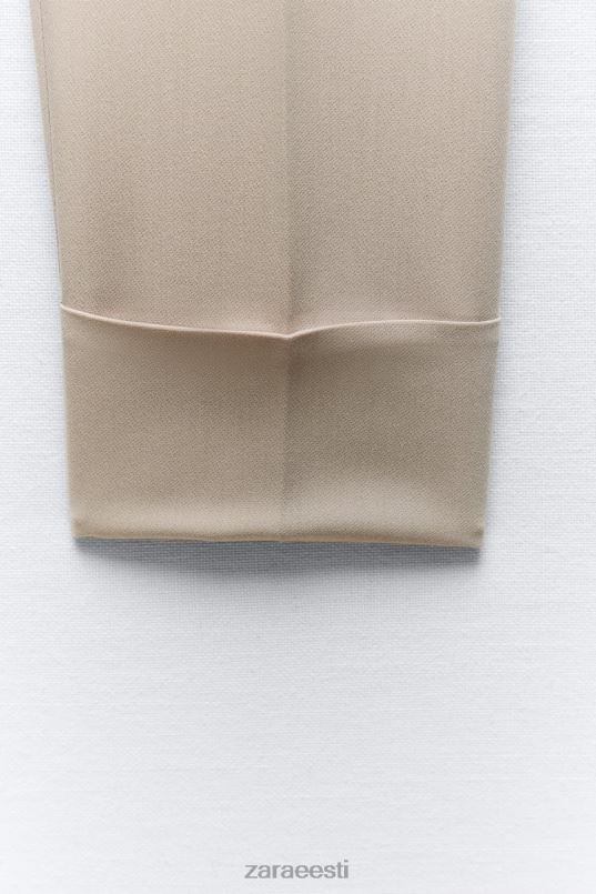 Zara üles keeratud mansett sirge säärega püksid naised taupe pruun Riietus 42F0H487