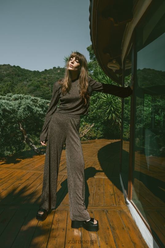 Zara metallniidiga püksid naised kullast Riietus 42F0H490