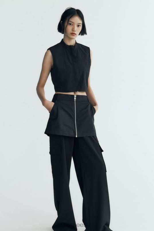 Zara nailonist skort naised must Riietus 42F0H495