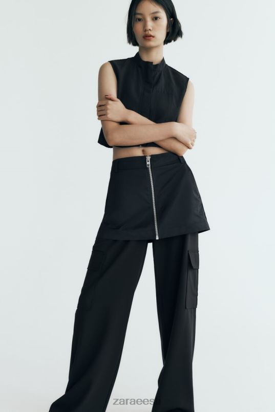 Zara nailonist skort naised must Riietus 42F0H495